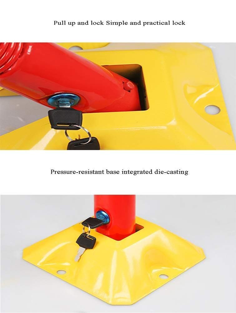 Heavy Duty Folding Parking Barrier Lock - Anti-Theft Car Parking Latch for Garage, Driveway & Parking Spaces - Durable Parking Bollard with Pressure Resistance (Perfect for Home, Office & Commercial Use)