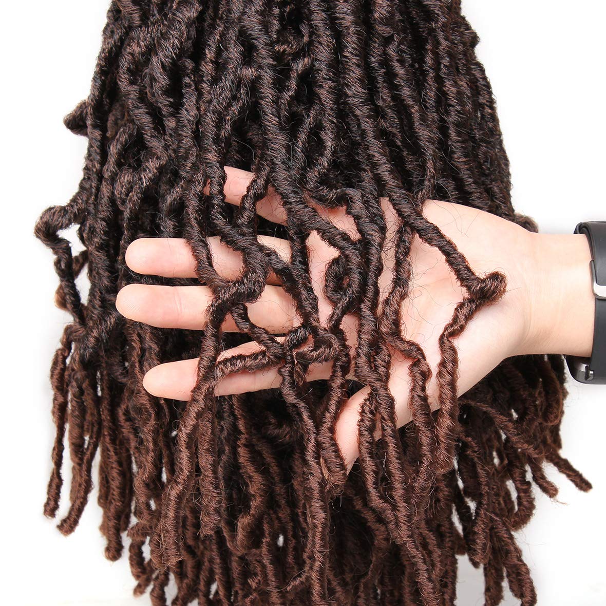 Leeven 108 Strands Short Soft Locs Crochet Hair - 12 Inch 6 Packs Ombre Brown Wavy Dreadlocs | Pre-Looped Faux Locs Crochet Braids for Black Women (T30) | Perfect for Protective Styling, Everyday Wear & Special Occasions
