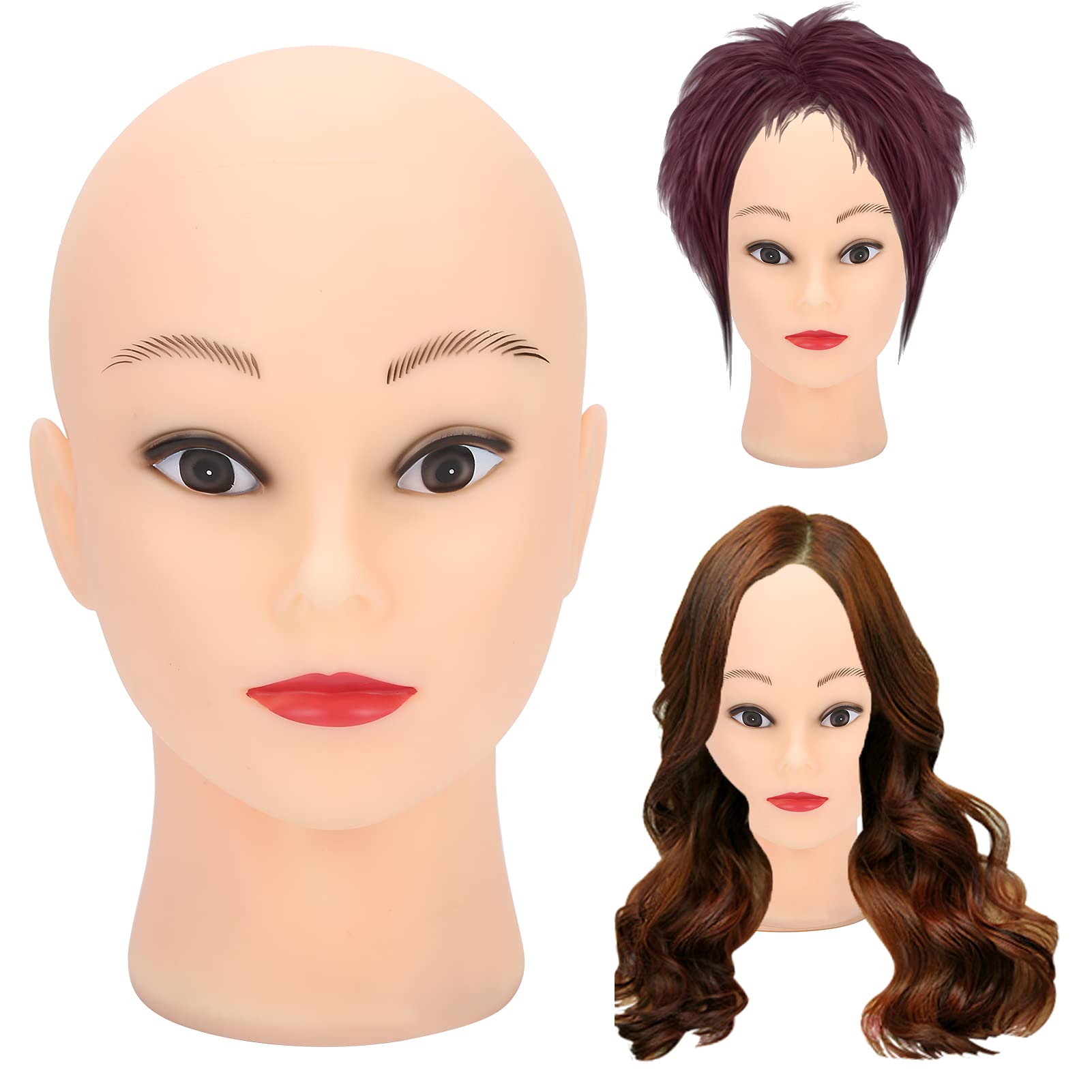 Bald Mannequin Head for Wigs & Cosmetology - PVC Wig Making Practice Head, Makeup Doll Head for Displaying Hats & Glasses - Perfect for Salon Training, Wig Styling & Beauty School Practice
