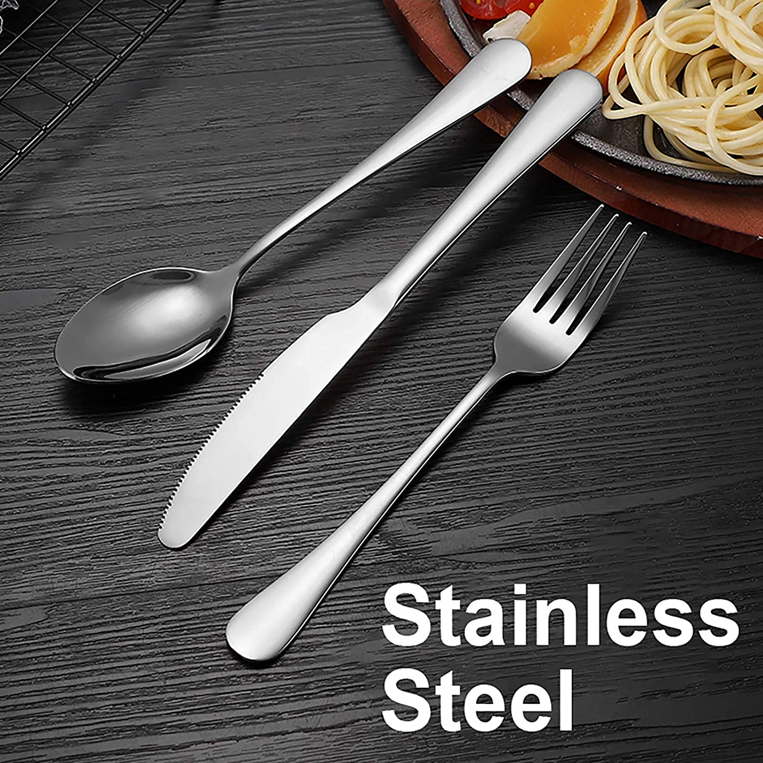 Portable Stainless Steel Utensil Set - 3-Piece Travel Flatware (Knife, Fork, Spoon) with Case | Reusable Camping & Office Silverware | Perfect for Lunch Box, Picnics, Hiking & Outdoor Adventures (Silver)