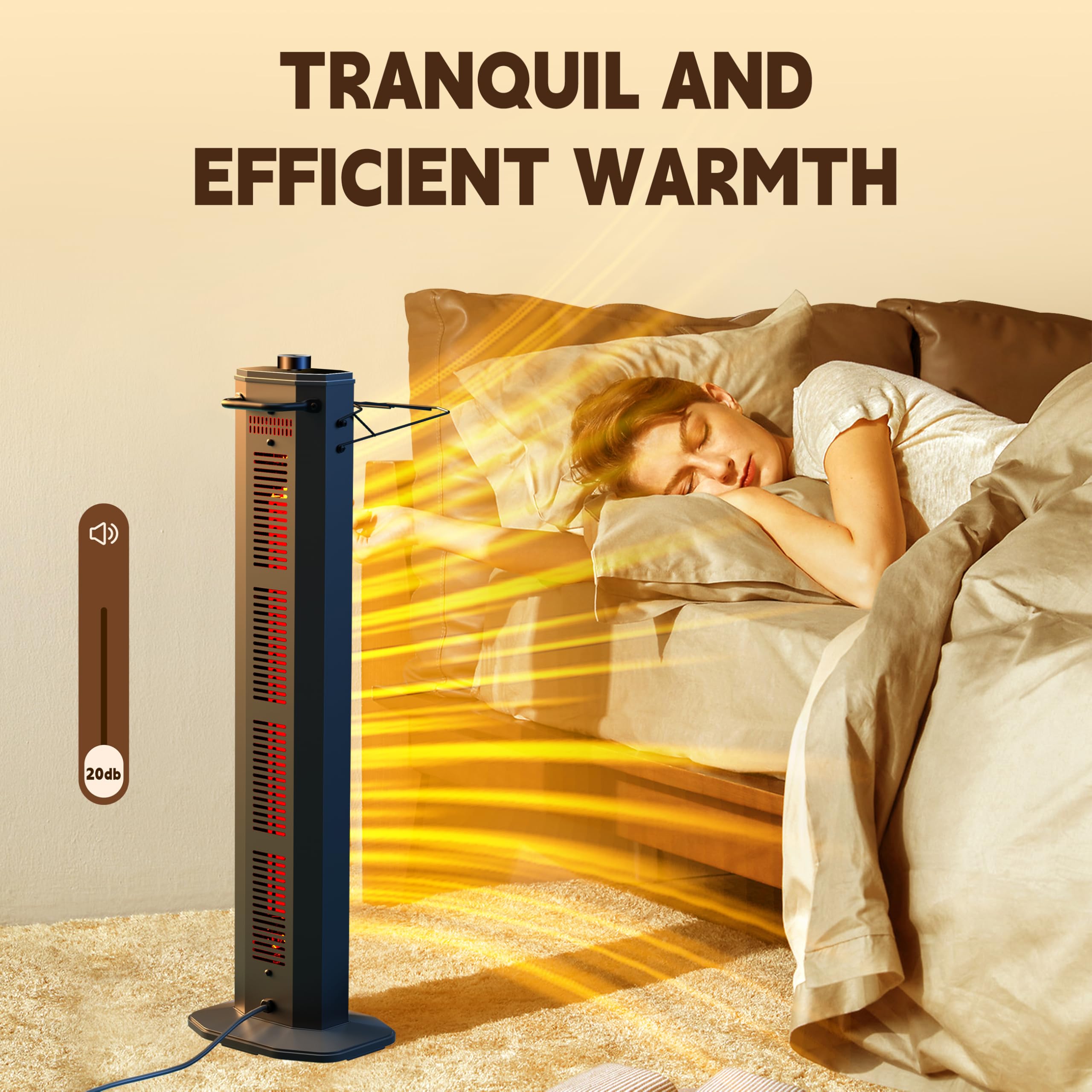 Haimmy 34-inch Outdoor Electric Patio Heater - 1500W Instant Heating with 3 Adjustable Heat Levels, Tip-Over & Overheat Protection, IPX5 Waterproof - Perfect for Backyard, Deck, Garden, and Outdoor Dining Areas