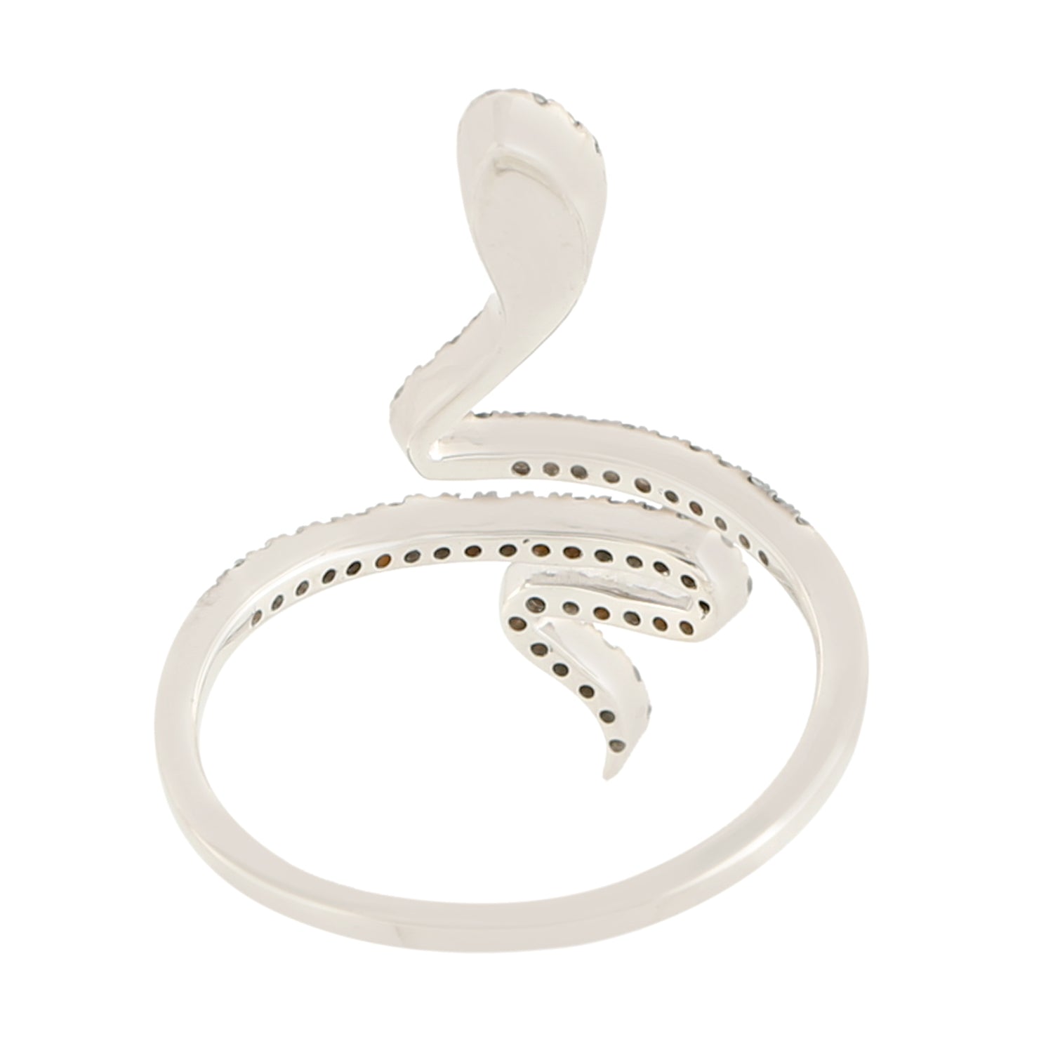 18K White Gold Black Diamond Snake Bypass Ring - Elegant Jewelry Gift for Women, Perfect for Anniversaries, Birthdays & Special Occasions
