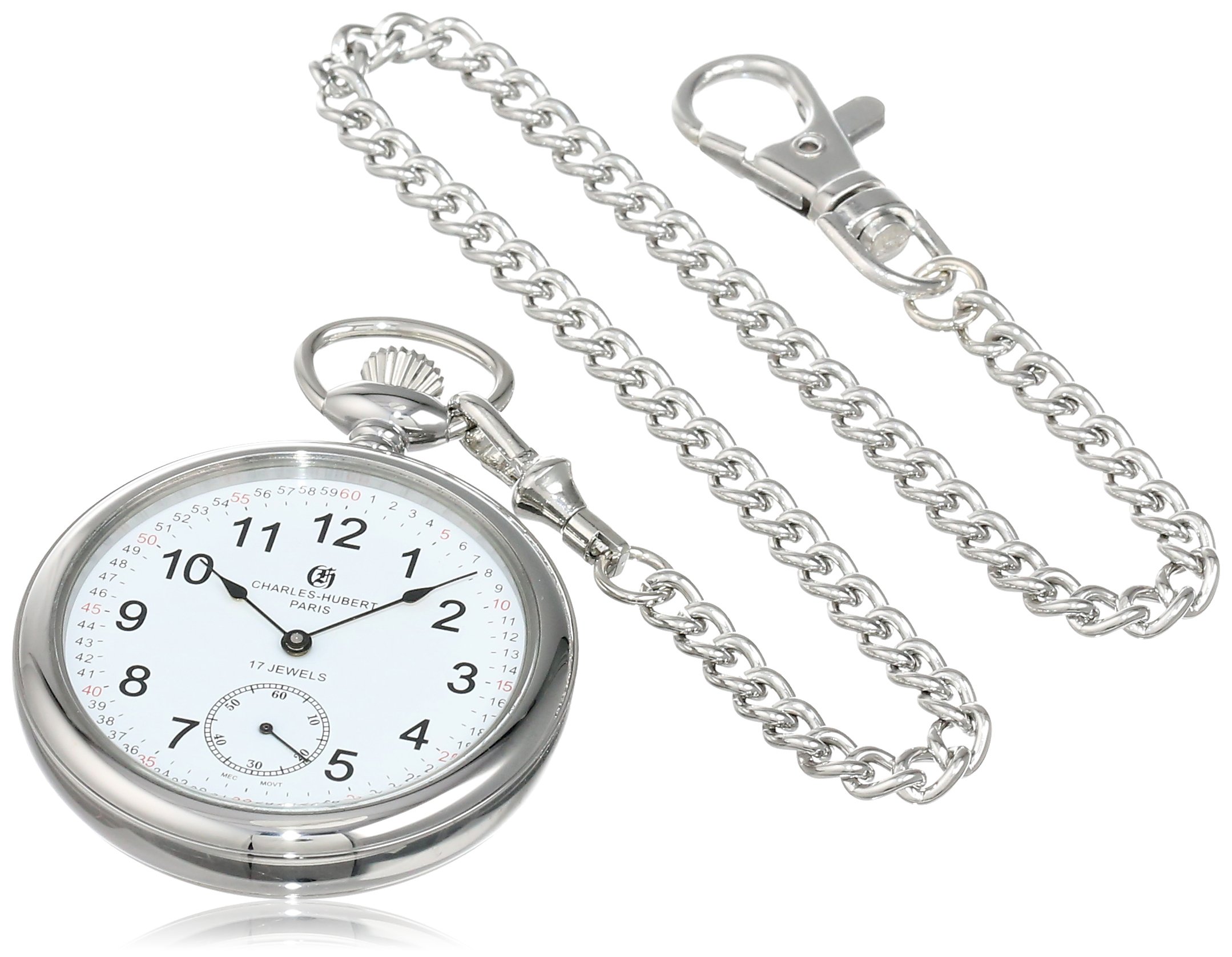 Charles-Hubert Paris Open Face Mechanical Pocket Watch - Vintage Style for Men, Classic Dress Accessory for Formal Events & Collectors