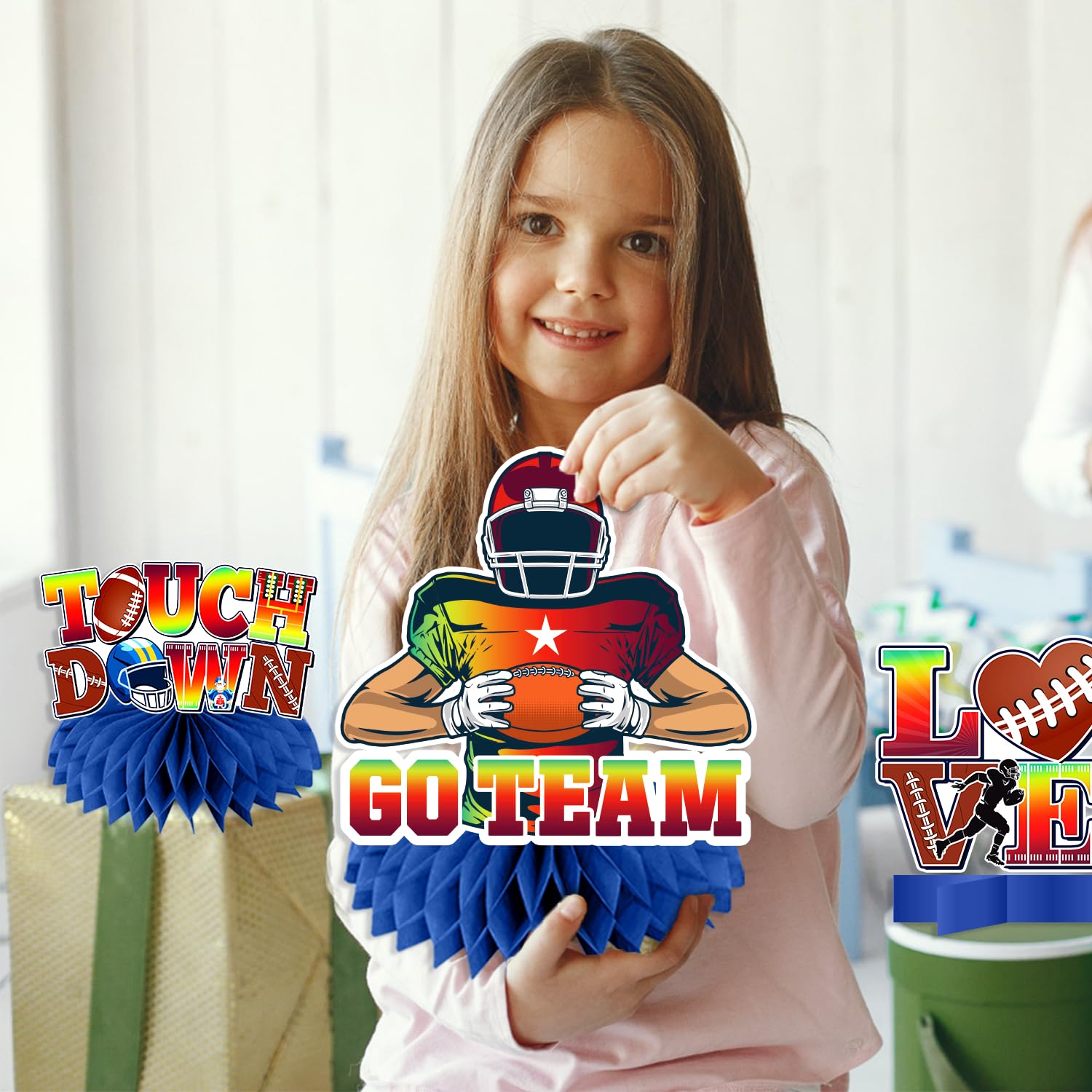 10 Pcs Super Bowl Party Decorations 2025 - Double-Sided Honeycomb Centerpieces & Table Decor for Football Game Day, Touchdown Theme Party Supplies - Perfect for Super Bowl Sunday, Tailgating & Sports Themed Events