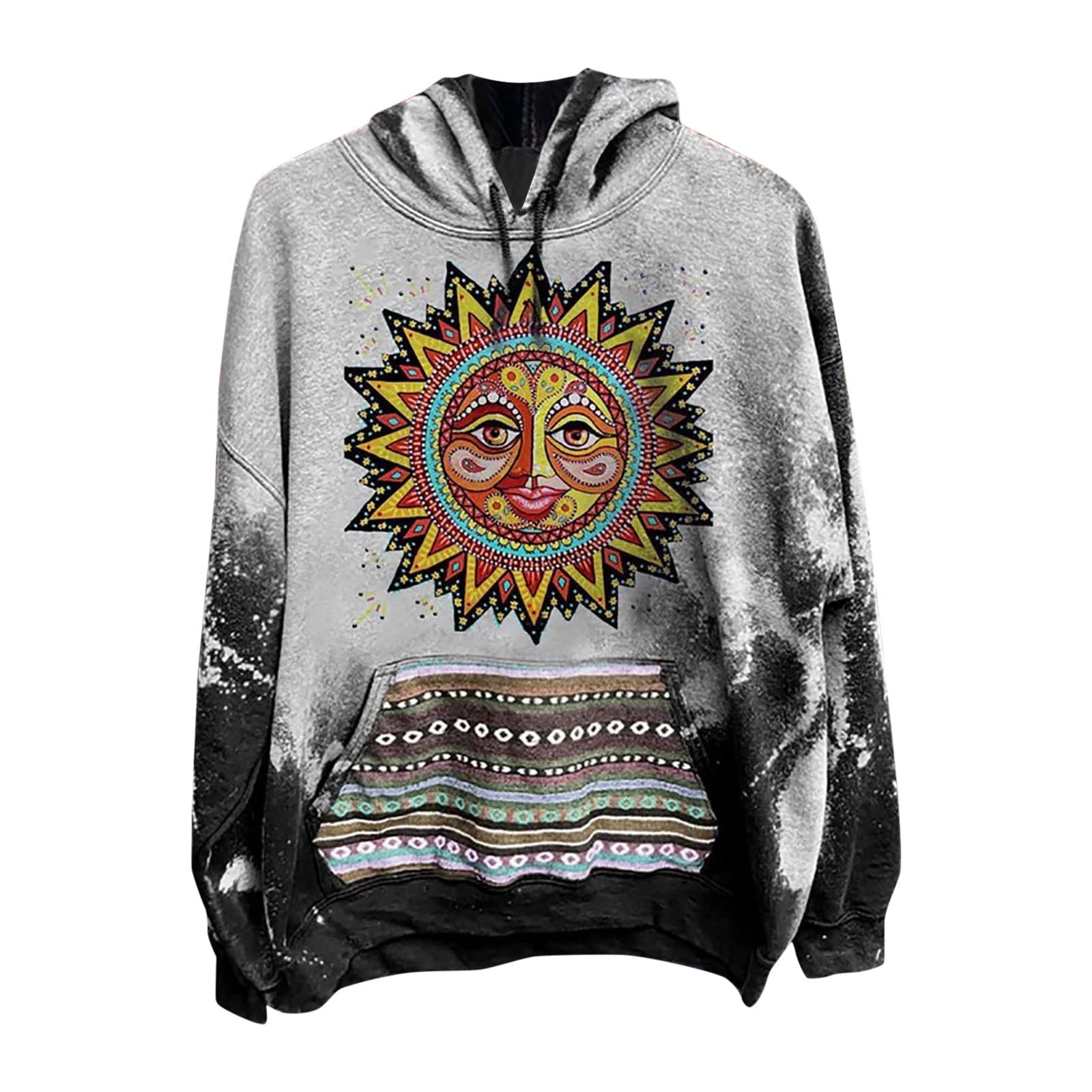 Vintage 1950s MILAX Women's Printed Hooded Sweatshirt - Long Sleeve Casual Elegant Top for Women | Perfect for Retro Fashion, Everyday Wear & Cozy Outfits