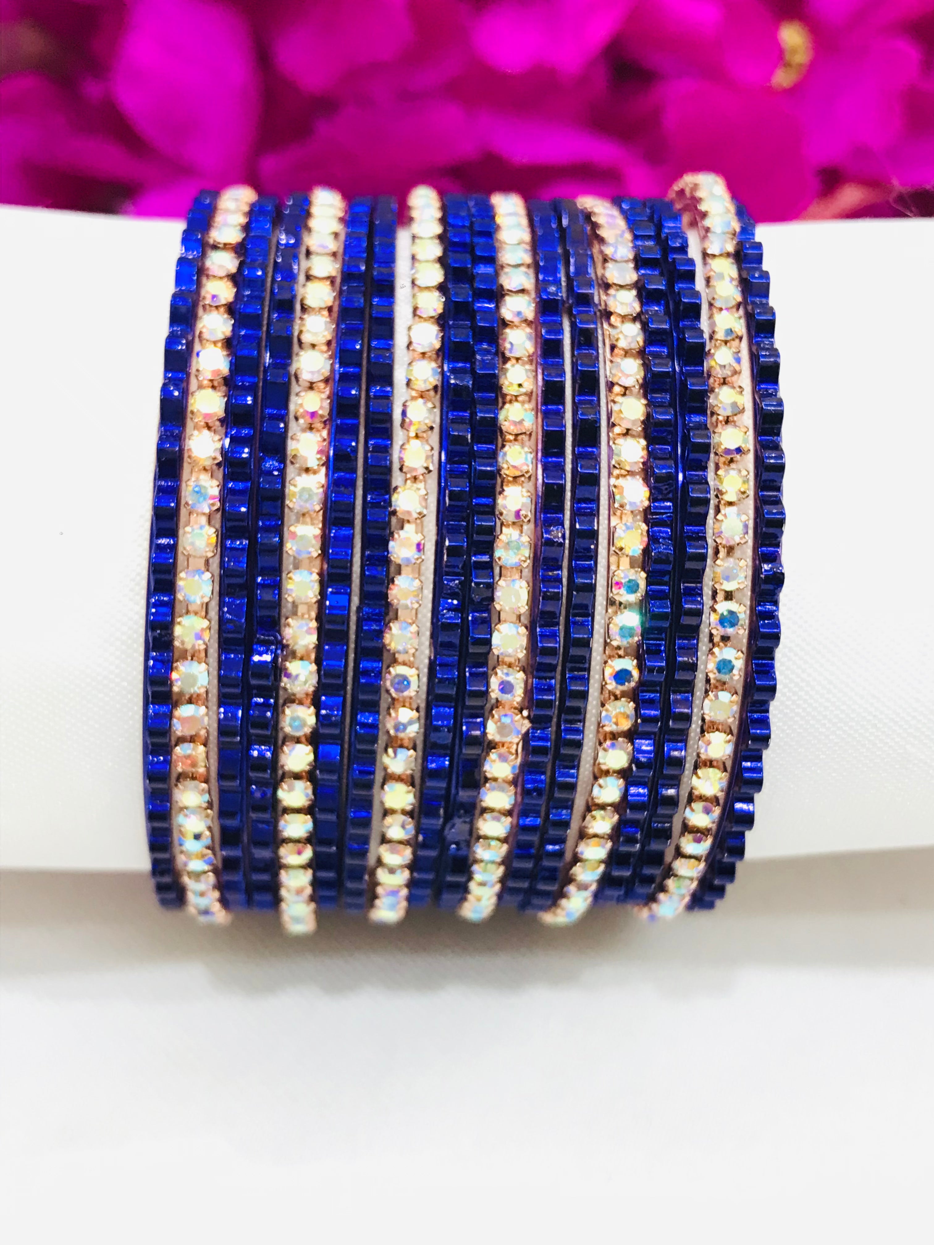 Stylish Blue Designer Metal Bangles for Women & Girls - Perfect for Parties, Weddings & Everyday Fashion Accessories