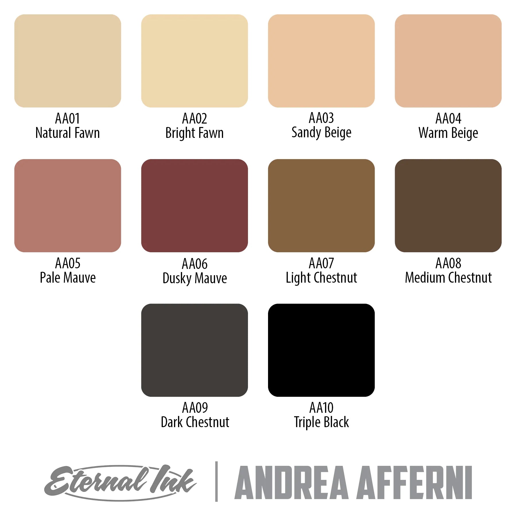 Eternal Tattoo Ink - Andrea Afferni Signature Series Portrait Tattoo Ink Set | Professional Tattoo Supplies for Realism & Portrait Work | Ideal for Tattoo Artists & Studios