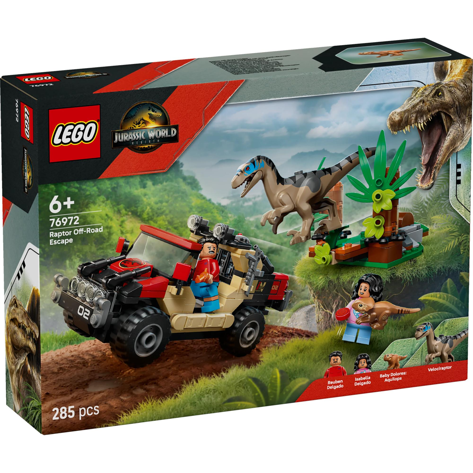 LEGO Jurassic World Raptor Off-Road Escape 76972 Dinosaur Building Toy Set - Perfect for Kids' Playtime and Jurassic Park Fans