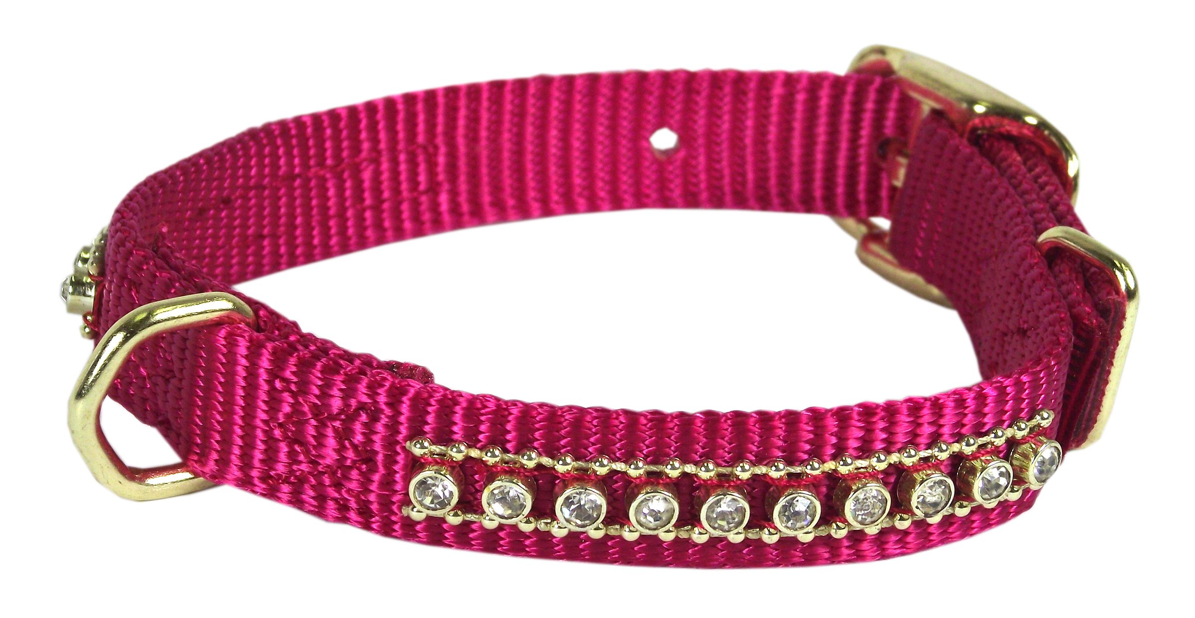 Hamilton Gold Rhinestone Dog Collar with D-Ring - Stylish & Sparkling Pet Accessory for Small to Medium Dogs - Perfect for Walks, Training & Special Occasions