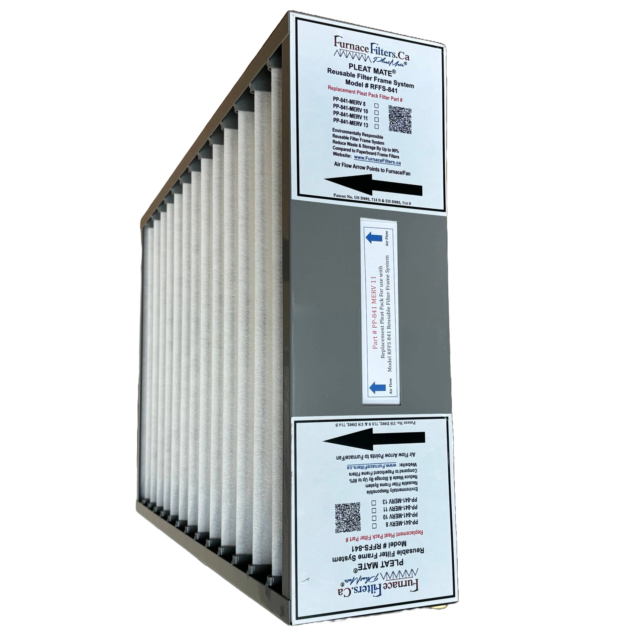 GeneralAire 4541/4511 16x25x5 Reusable Air Filter Frame Kit with Lifetime Frame (Model RFFS 841) & 3 MERV 11 Replacement Filters (Part PP 841) - Ideal for HVAC Systems, Furnaces, and Home Air Purification