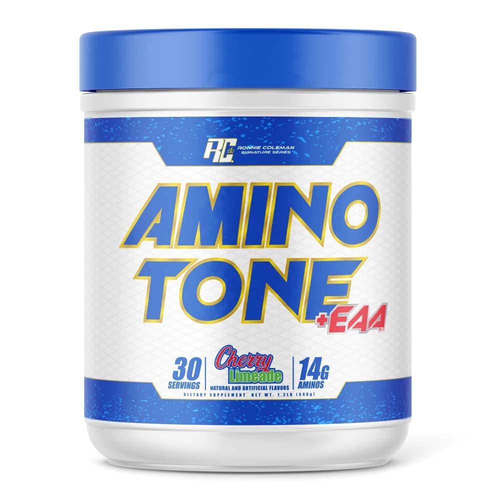 Ronnie Coleman Signature Series Amino-Tone EAAs Powder with BCAAs - Essential Amino Acids for Post Workout Recovery & Hydration, Cherry Limeade Flavor, 30 Servings - Supports Muscle Growth & Recovery | Ideal for Gym, Fitness, Bodybuilding & Active Lifestyles | Perfect for Athletes & Weight Training | Great for Post-Workout, Pre-Workout & Daily Hydration