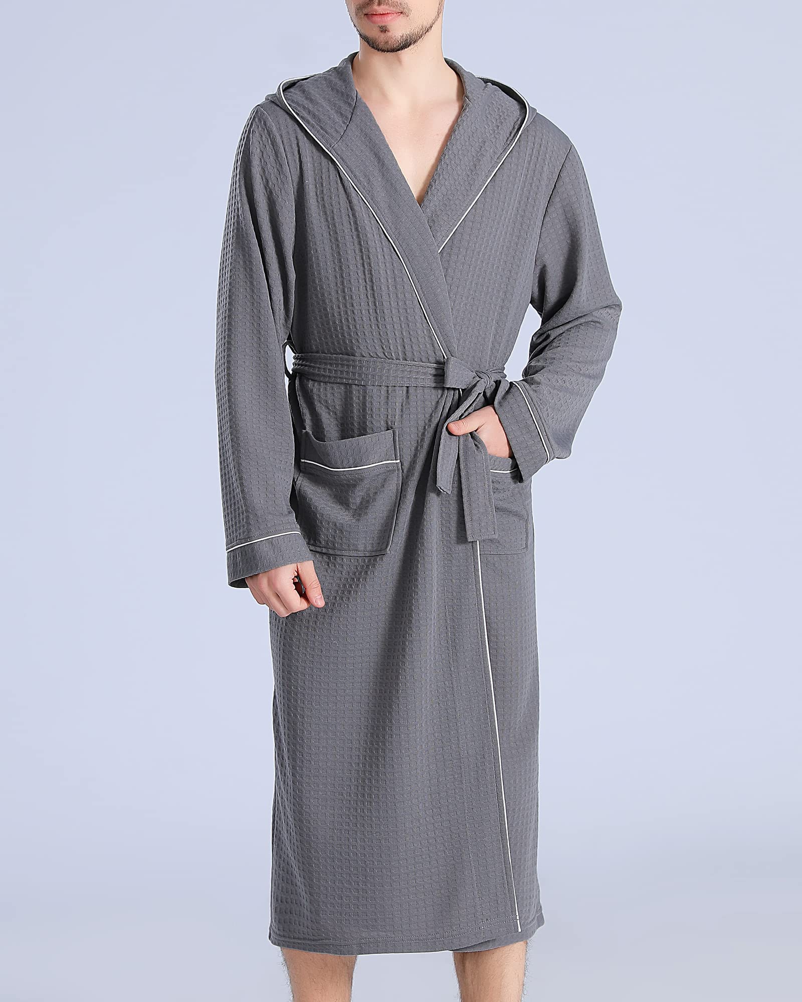 POSSIDEA Men's & Women's Hooded Waffle Bathrobe - Soft & Cozy Terry Cloth Robe for Spa, Lounge & Home Relaxation