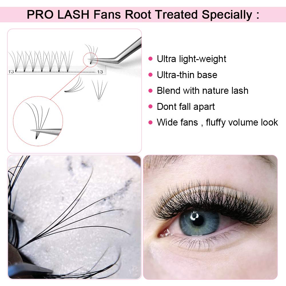 4D 6D 8D Premade Volume Eyelash Extensions - .07 .10 C D Curl Short Stem Lashes - 9 to 20mm False Eyelashes for Natural & Dramatic Look (4D-D-0.10,13mm) - Perfect for Weddings, Parties & Daily Wear