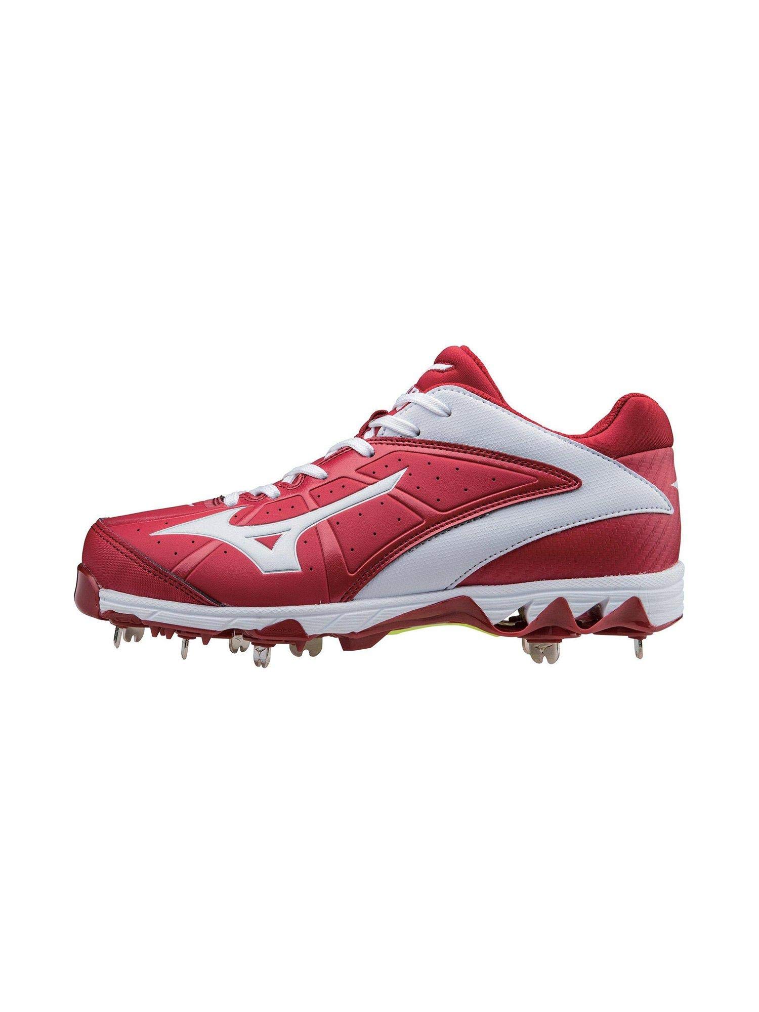 Mizuno Women's Swift 4 9-Spike Metal Softball Cleats - Red/White | Lightweight & Durable for Fastpitch Softball Games & Practices