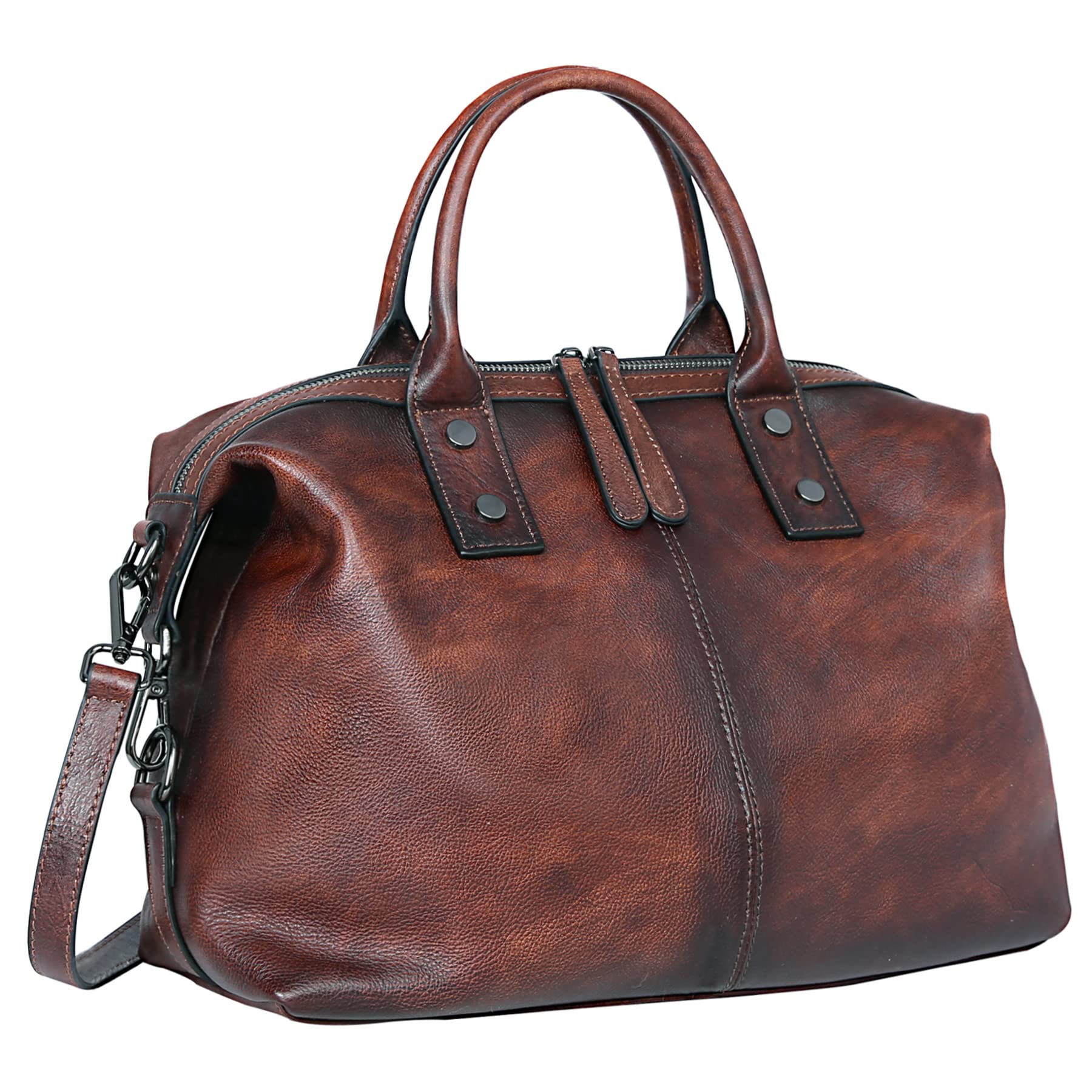 Genuine Leather Satchel Tote Bag for Women - Designer Top Handle Shoulder Bag with Large Capacity & Crossbody Strap - Perfect for Work, Travel & Everyday Use