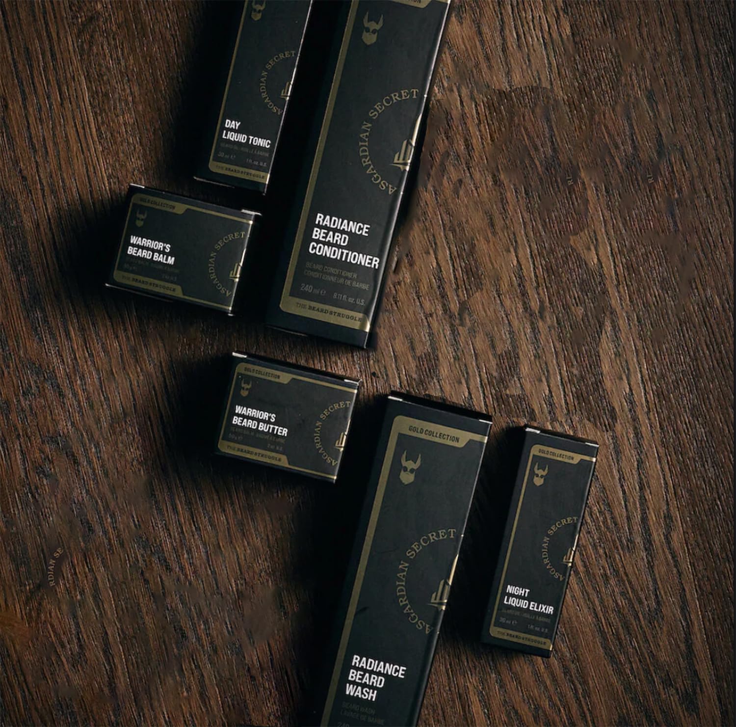 The Beard Struggle Greenlander Bundle - Premium Beard Care Kit with Beard Butter, Balm, Night Oil, Day Oil, Wash & Conditioner - Gold Collection - Valhalla's Gates - Grooming & Styling for Men