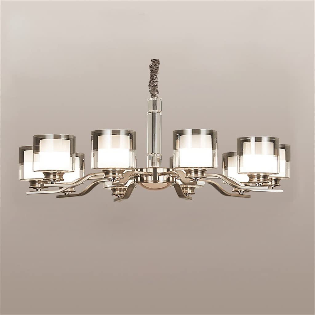 YeSBTx E14 LED Chandelier - 8 Light Nickel Metal Ceiling Fixture for Living Room Dining Room Bedroom | Modern Double LED Lighting with Warm White Light | Perfect for Home Decor & Interior Design