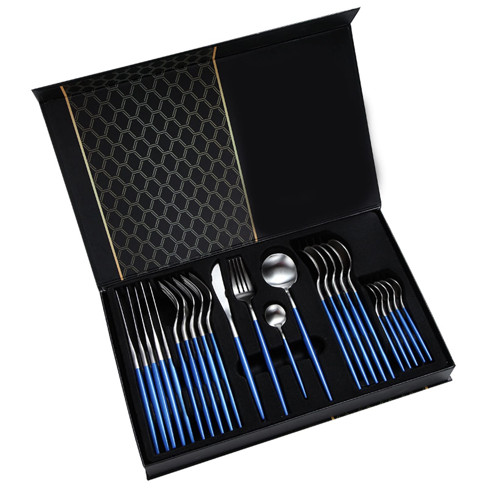AIWKR 24-Piece Stainless Steel Cutlery Set - Durable Camping & Travel Silverware for Outdoor Adventures, BBQs, Picnics, Weddings, and Birthday Parties - Perfect for Camping Trips, Buffet Dinners, and Family Gatherings