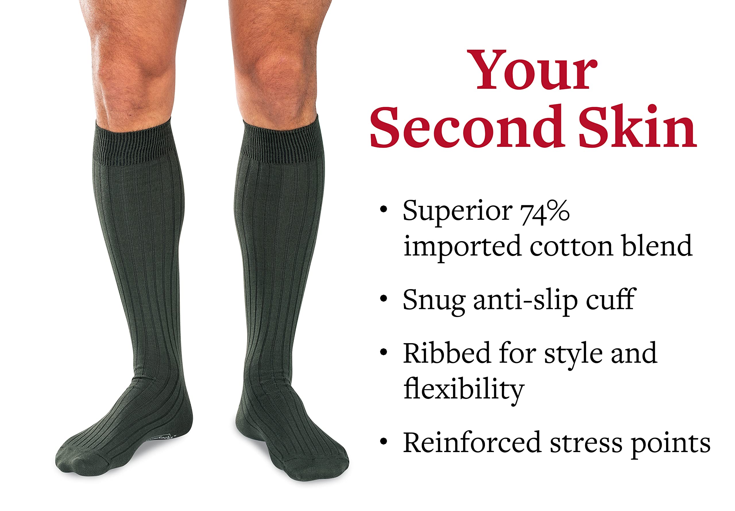 Premium Cotton Dress Socks for Men - Knee High Over The Calf Formal Socks - Breathable Business & Wedding Socks by Boardroom Socks - Perfect for Office, Formal Events & Special Occasions