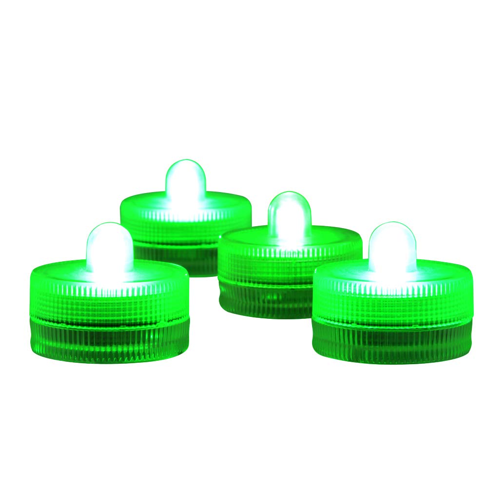 KITOSUN 12-Pack Submersible LED Tea Light Candles - CR2032 Battery Powered, Waterproof Underwater Lights for Weddings, Events, Vase Floral Decor, Christmas Holidays, Home & Party Lighting (Green) - Perfect for Centerpieces, Pools, and Romantic Ambiance