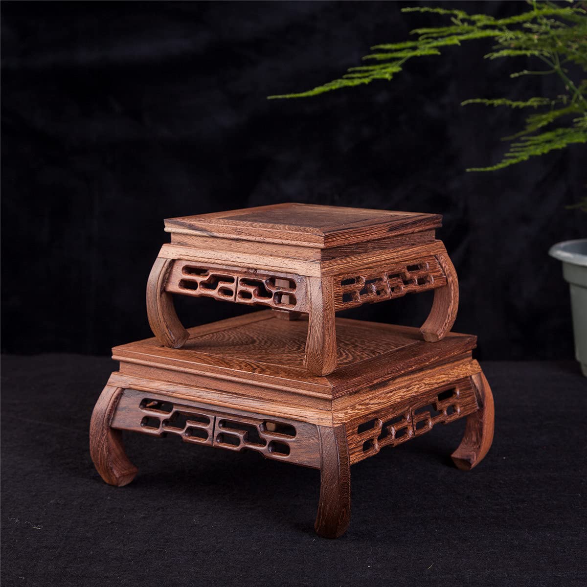 Exquisite Handcrafted Rosewood Oriental Vase Stand - 5.5 Inch Traditional Chinese Decorative Display for Home Decor, Shelf Decor & Feng Shui Arrangement