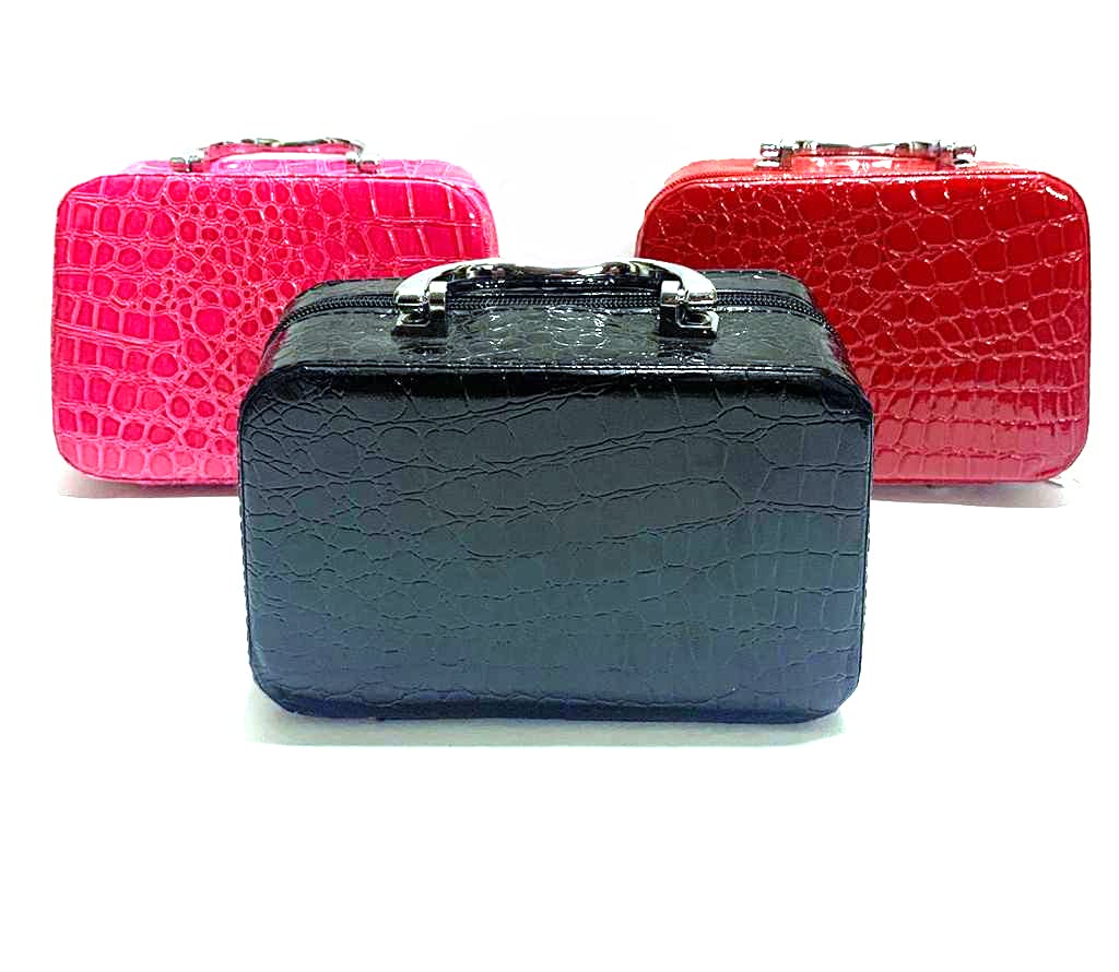 Stylish Makeup Bag for Women & Girls | Jewelry Organizer & Cosmetic Storage Box with Mirror | Travel Toiletry Case for Makeup, Jewelry, Skincare | Perfect for Home, Travel, Gifts