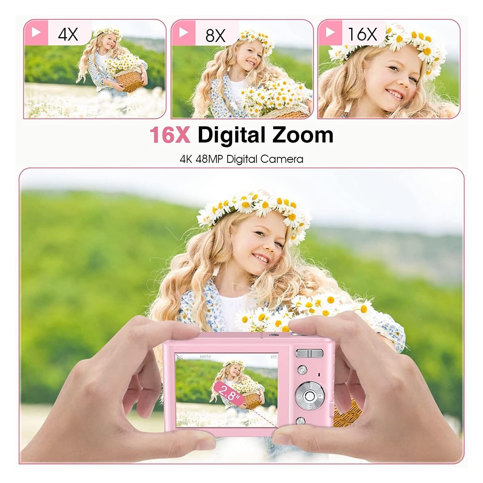 48MP Mini Kids Camera with 16X Digital Zoom - Portable Electronic Vlogging Camera for Children | Perfect for Travel, Birthday Gifts & Photography Learning