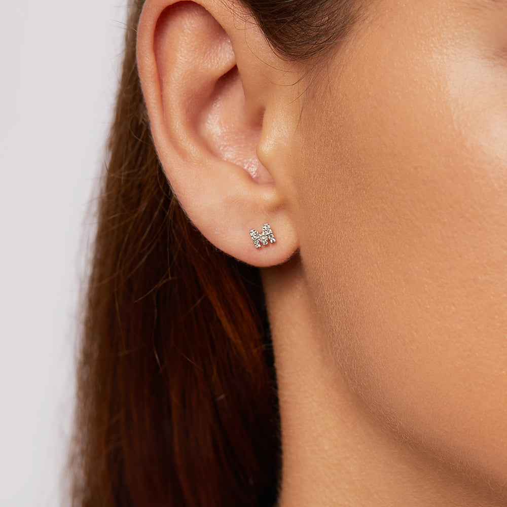 10k Gold Diamond Letter M Single Stud Earring - Elegant Initial Jewelry for Women, Perfect for Gifts, Birthdays & Everyday Wear