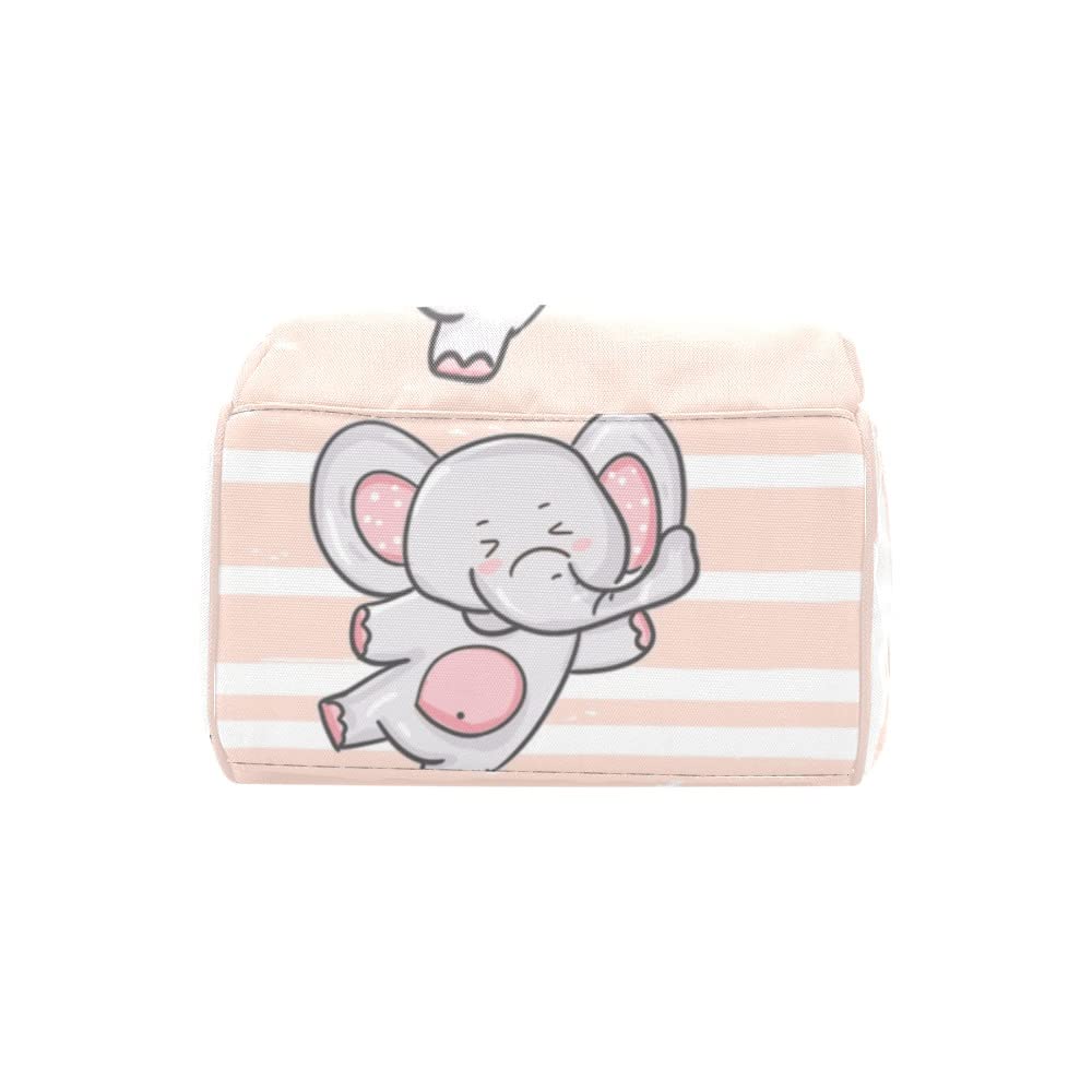 Custom Personalized Name Diaper Bag - Pink Stripes Elephant Design, Waterproof Nursing Tote & Mummy Backpack for Travel, Outdoor, and Everyday Use - Perfect Baby Shower Gift for New Moms