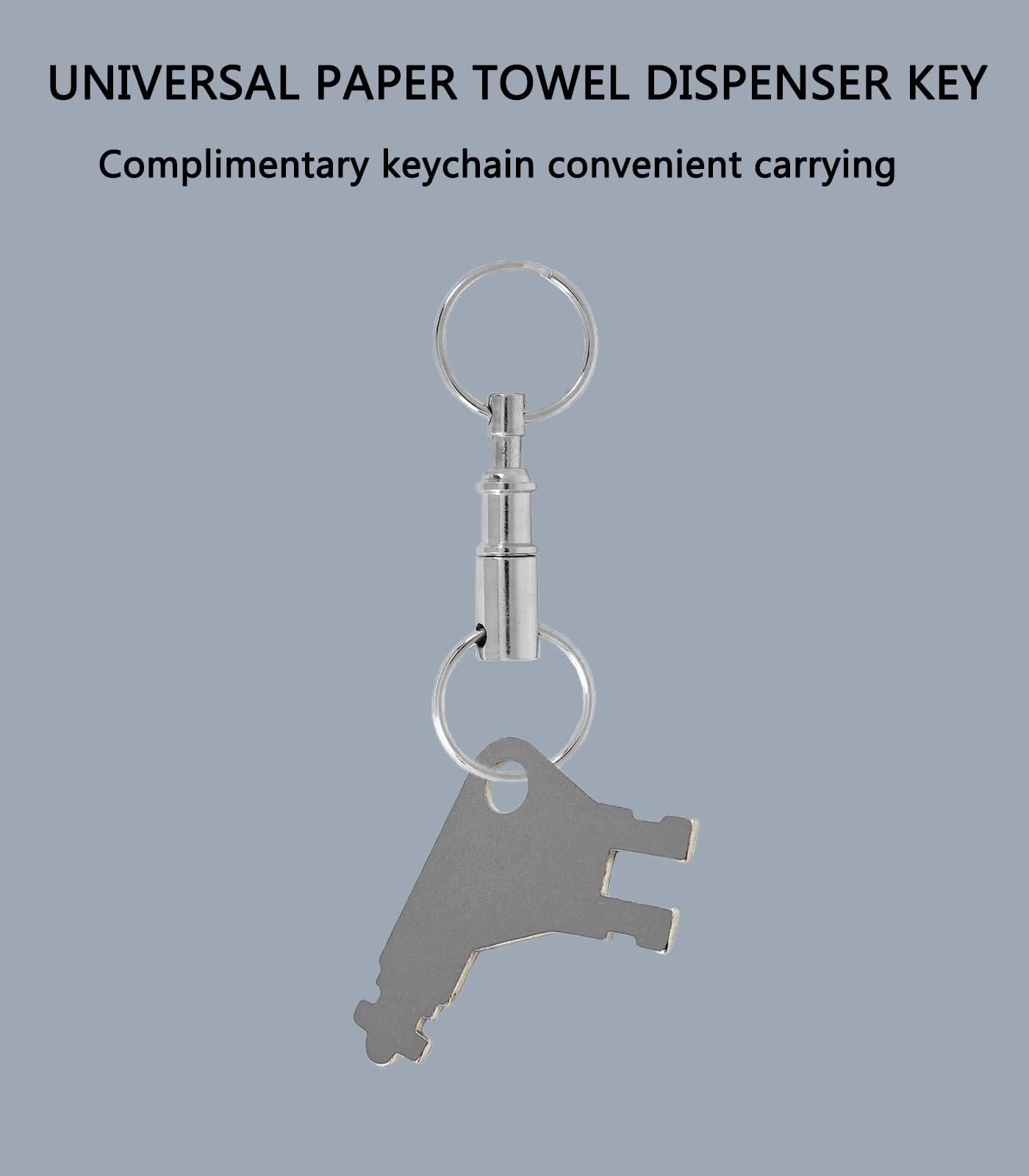 Universal Paper Towel Dispenser Key 5-Pack - Compatible with Georgia Pacific Toilet Paper Dispensers + 2 Keychains (Silver) - Ideal for Restrooms, Offices, Schools, and Commercial Facilities