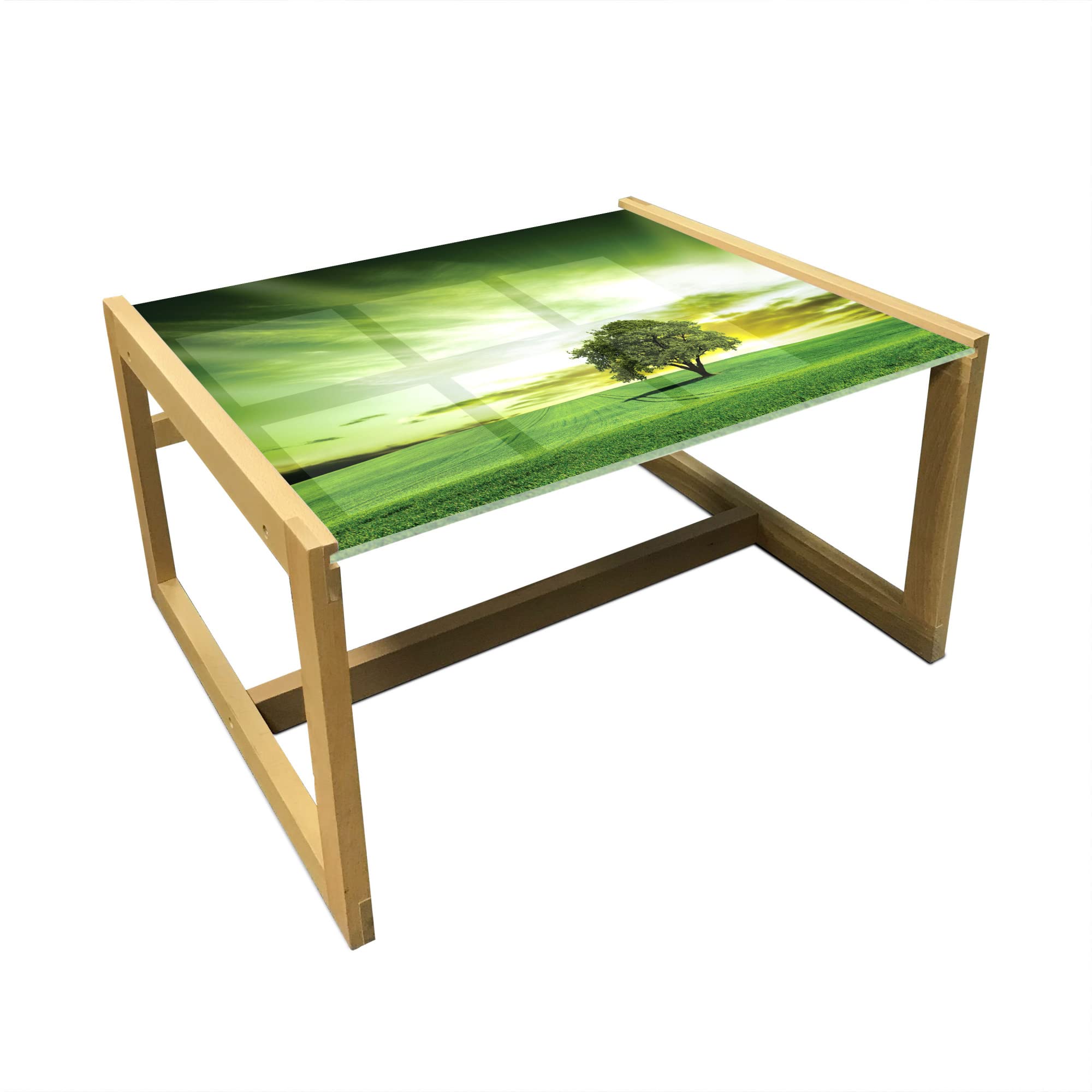 Ambesonne Trees Coffee Table - Monochrome Nature Wooden Frame for Office & Home Decor