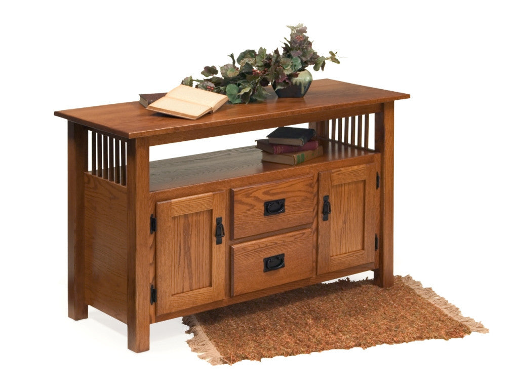 The Alamo Mission Two Door Entertainment Center - Stylish TV Stand with Storage for Living Room & Home Theater