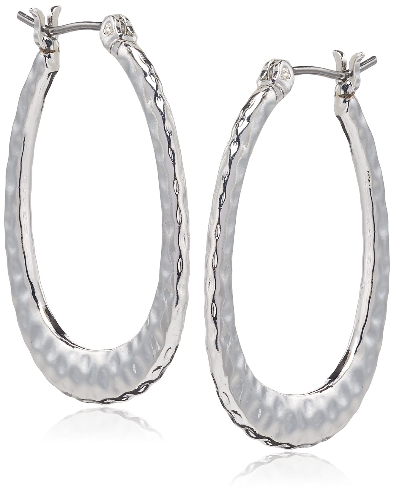 NINE WEST Silver Tone Teardrop Hoop Earrings for Women - One Size 60522224-G03 - Elegant Dangle Earrings for Party, Wedding & Everyday Wear