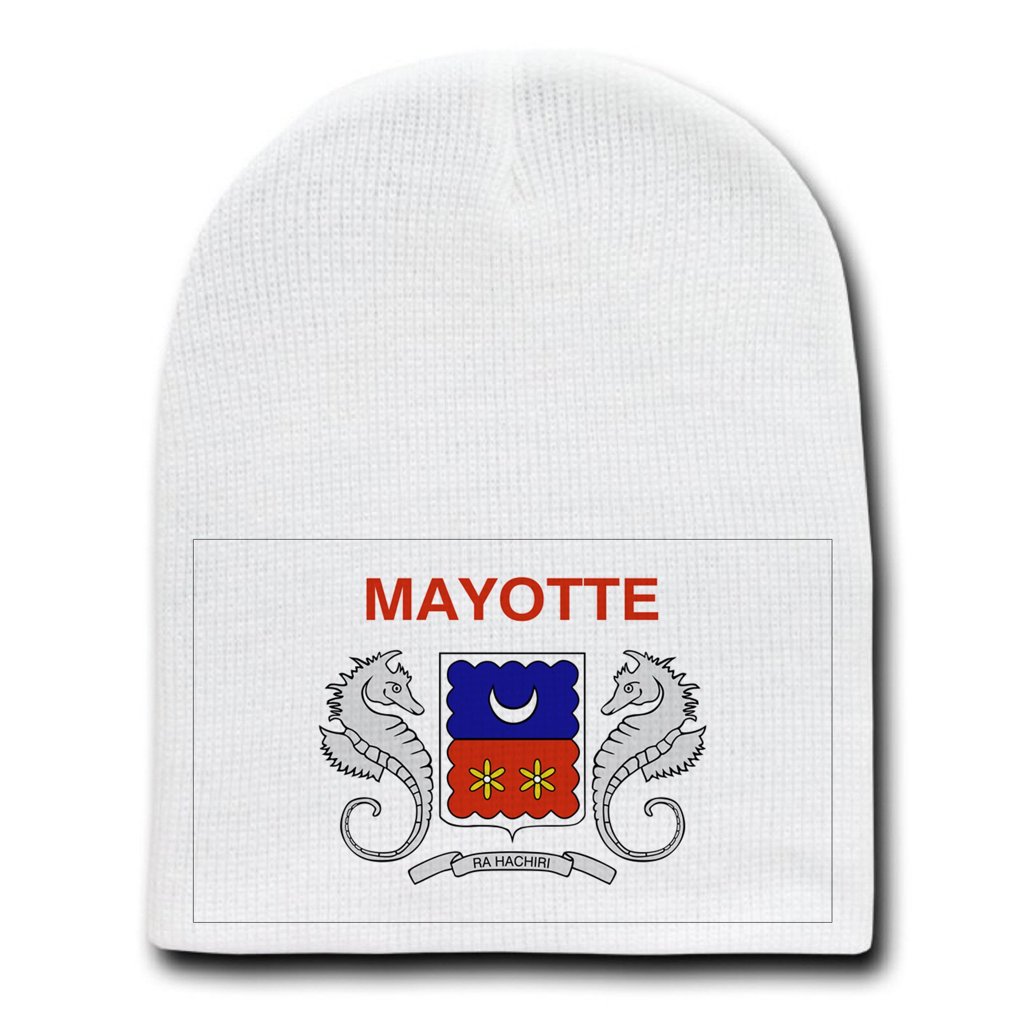 Mayotte Country Flag Beanie Hat - White Skull Cap for Winter Warmth - Perfect for Sports, Outdoor Activities & National Pride