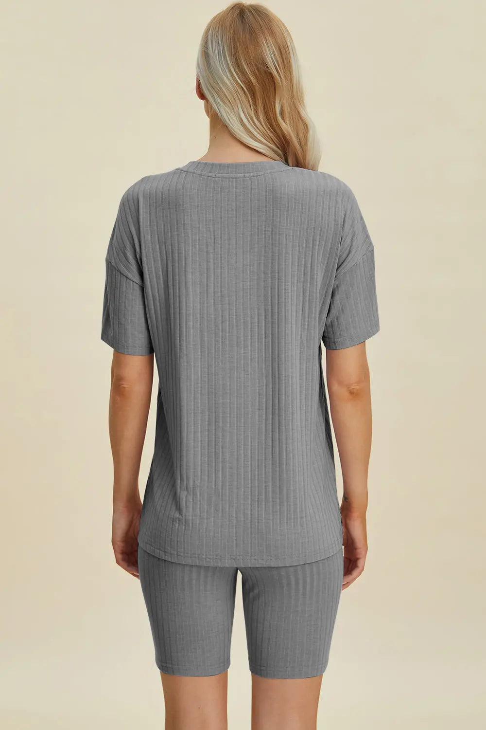 Basic Bae Full Size Ribbed V Neck Short Sleeve Top and Shorts Set - Women's Casual Summer Outfit for Beach, Lounge & Everyday Wear