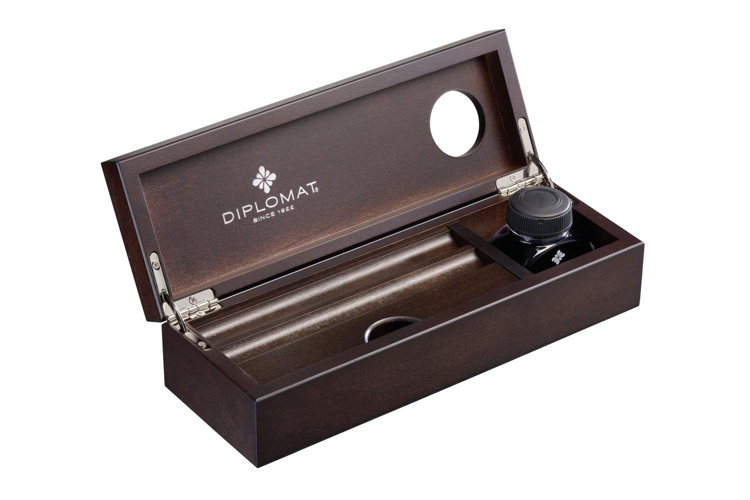 Premium Diplomat Wooden Desk Organizer - Dark Wood Finish - Elegant Office Storage Solution for Pens, Paper Clips & Stationery - Perfect for Home & Office Workspace Organization