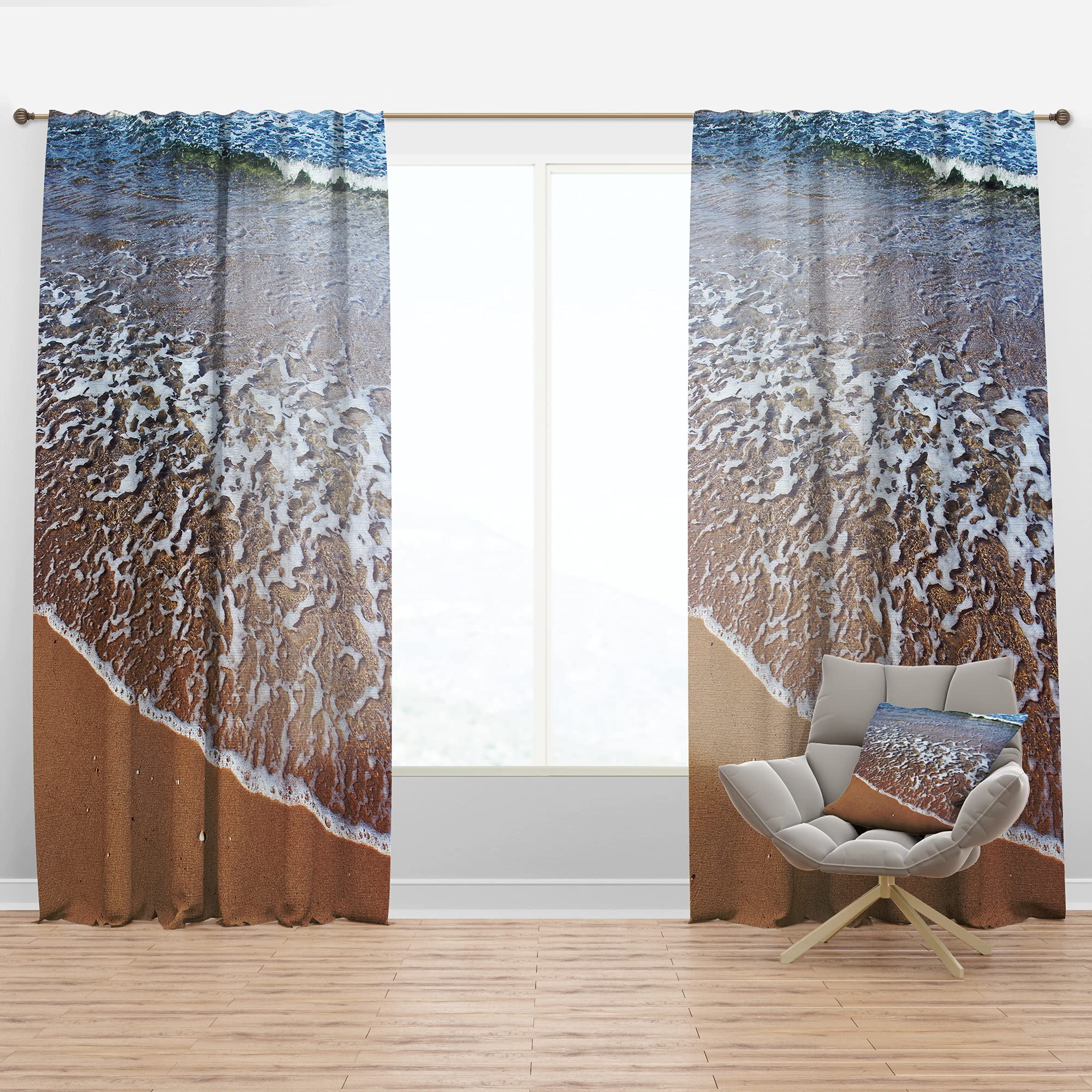 DesignQ 'Ashdod Israel Clear Seashore' Thermal Insulated Curtains - Single Panel 52x84 - Blackout Drapes for Bedroom & Living Room - Coastal Home Decor & Beach House Window Treatments