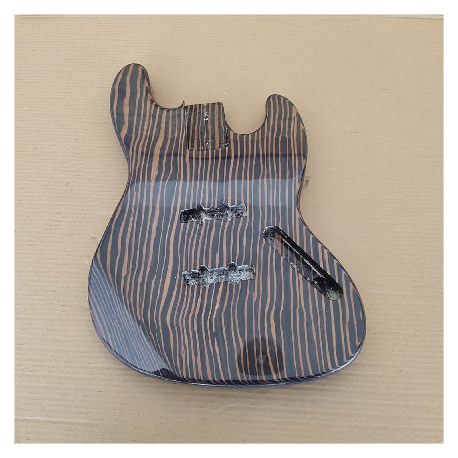 DIY Zebra Wood Bass Guitar Kit - Pre-Finished Gloss Body for Easy Assembly | Perfect for Beginners, Musicians & Custom Guitar Projects