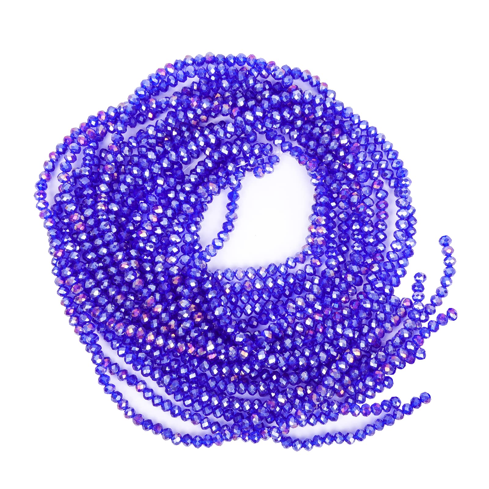 VIVANILLA 1300pcs 4mm AB Glass Rondelle Beads - Faceted Briolette Crystal Beads for DIY Jewelry Making (Dp Blue AB) - Perfect for Bracelets, Necklaces, Earrings & Craft Projects