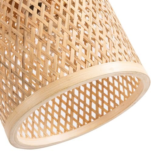 Modern Bamboo Woven Pendant Light Fixture - 2 Pack 7.8