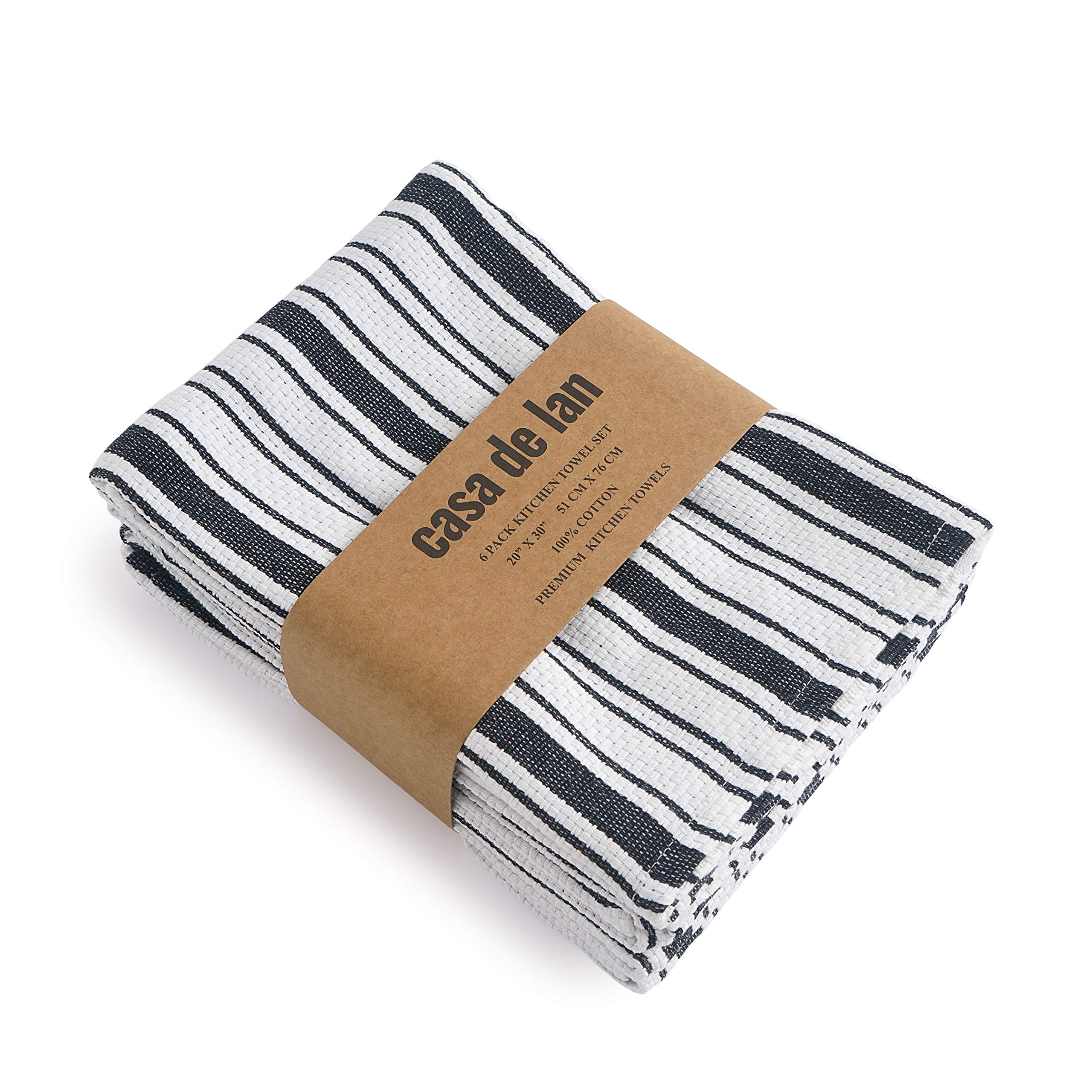 Premium Cotton Kitchen Towels Set of 6 - Extra Large 20