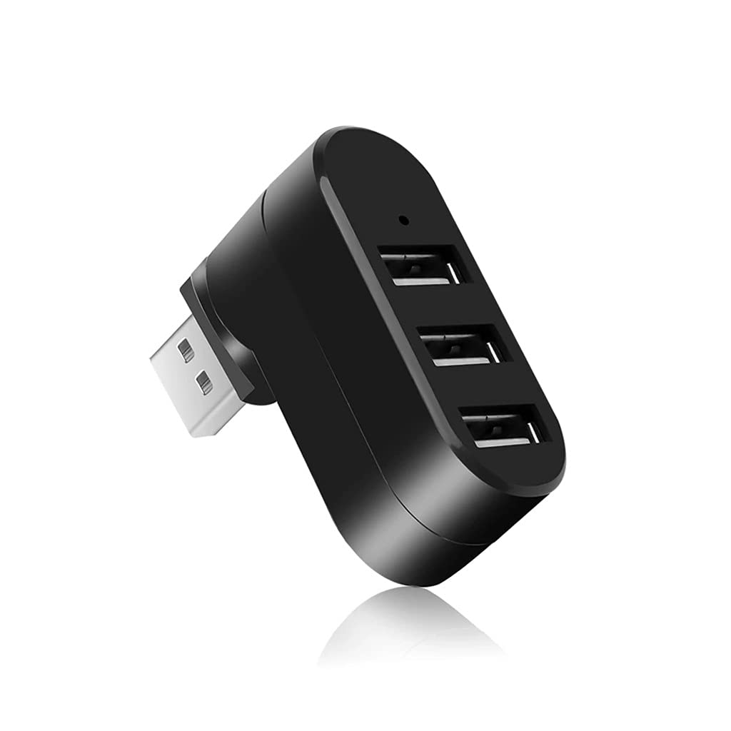 3-Port USB 2.0 Hub Rotating Mini Splitter Adapter for PC Laptop Notebook - Portable USB Hub for Home Office Travel Charging Multiple Devices