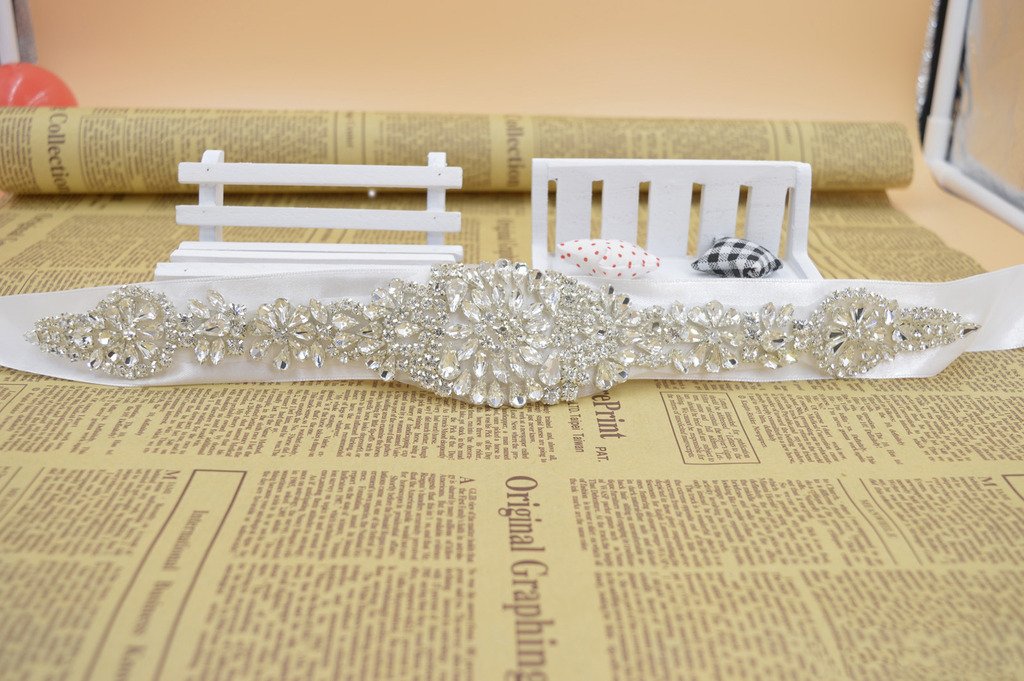 Elegant Bridal Sash with Crystals & Rhinestones for Weddings & Parties