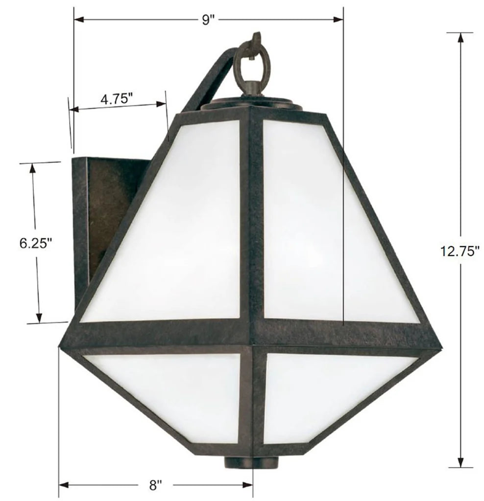 Brian Patrick Flynn Glacier 1 Light Outdoor Wall Sconce - 8x12.75 Inch Stainless Steel & Glass Black Charcoal Finish - 120V E26 Medium Base LED Bulb Socket - Weatherproof Exterior Lighting for Patio, Garden, Porch, Entryway and Indoor Wall Decor