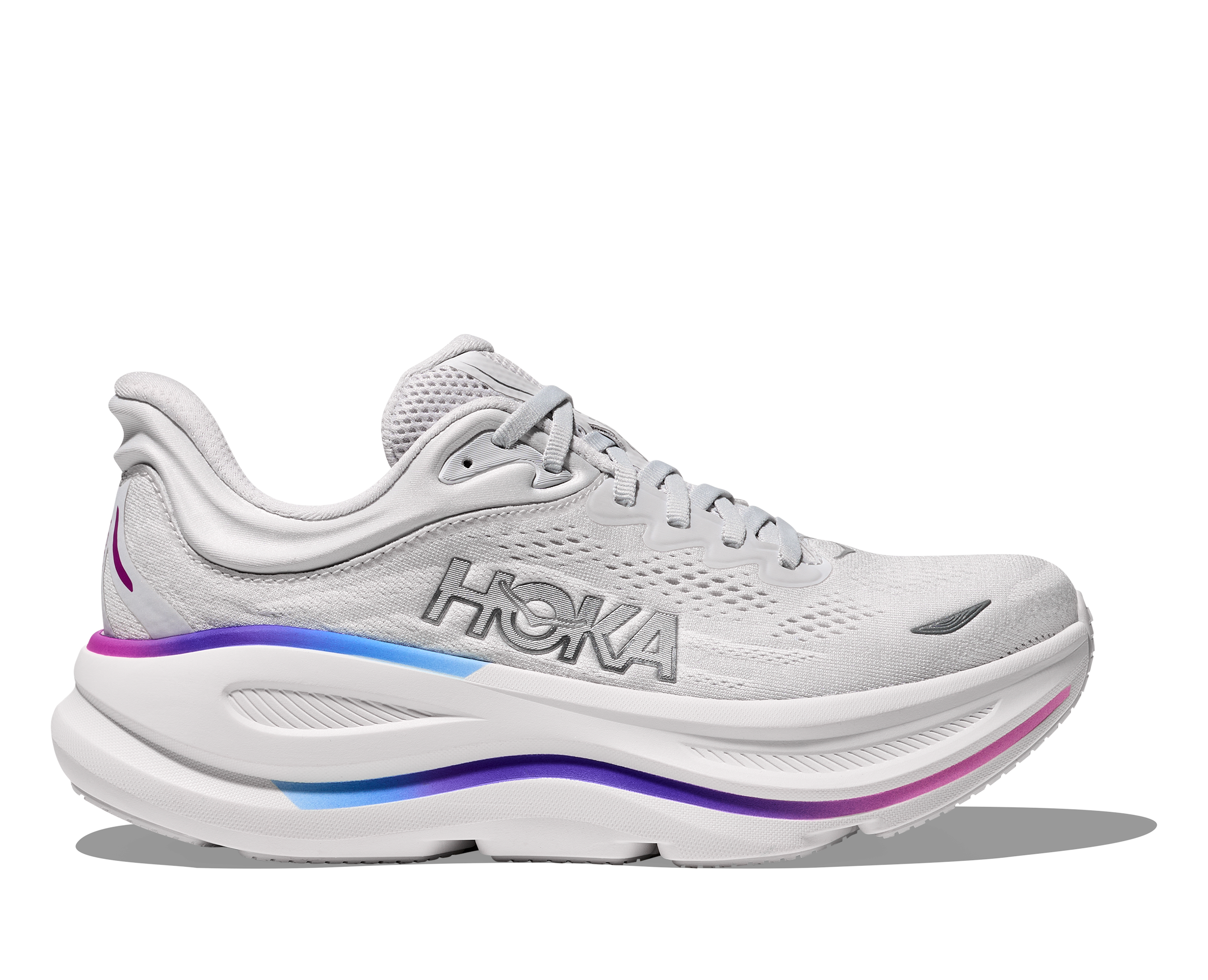 HOKA Women's Bondi 9 Running Shoes - Cosmic Grey/White | Cushioned Comfort for Road Running, Walking & All-Day Wear