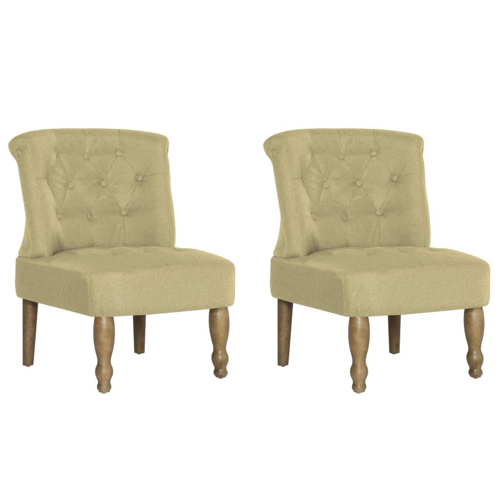 2-Piece Green Fabric Tufted French Accent Chairs - Upholstered Living Room Sofa & Club Chairs for Bedroom, Home Office, Hosting Room | Elegant Seating for Lounge, Reading Nook & Guest Reception