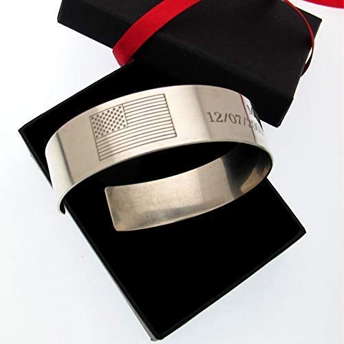 Custom Sterling Silver Military Pilot Cuff Bracelet - Personalized USAF Air Force Gift for Men, Deployment & KIA Memorial - Perfect for Veterans, Airmen & Fighter Jet Enthusiasts | Ideal for Military Appreciation, Memorial Services & Special Occasions