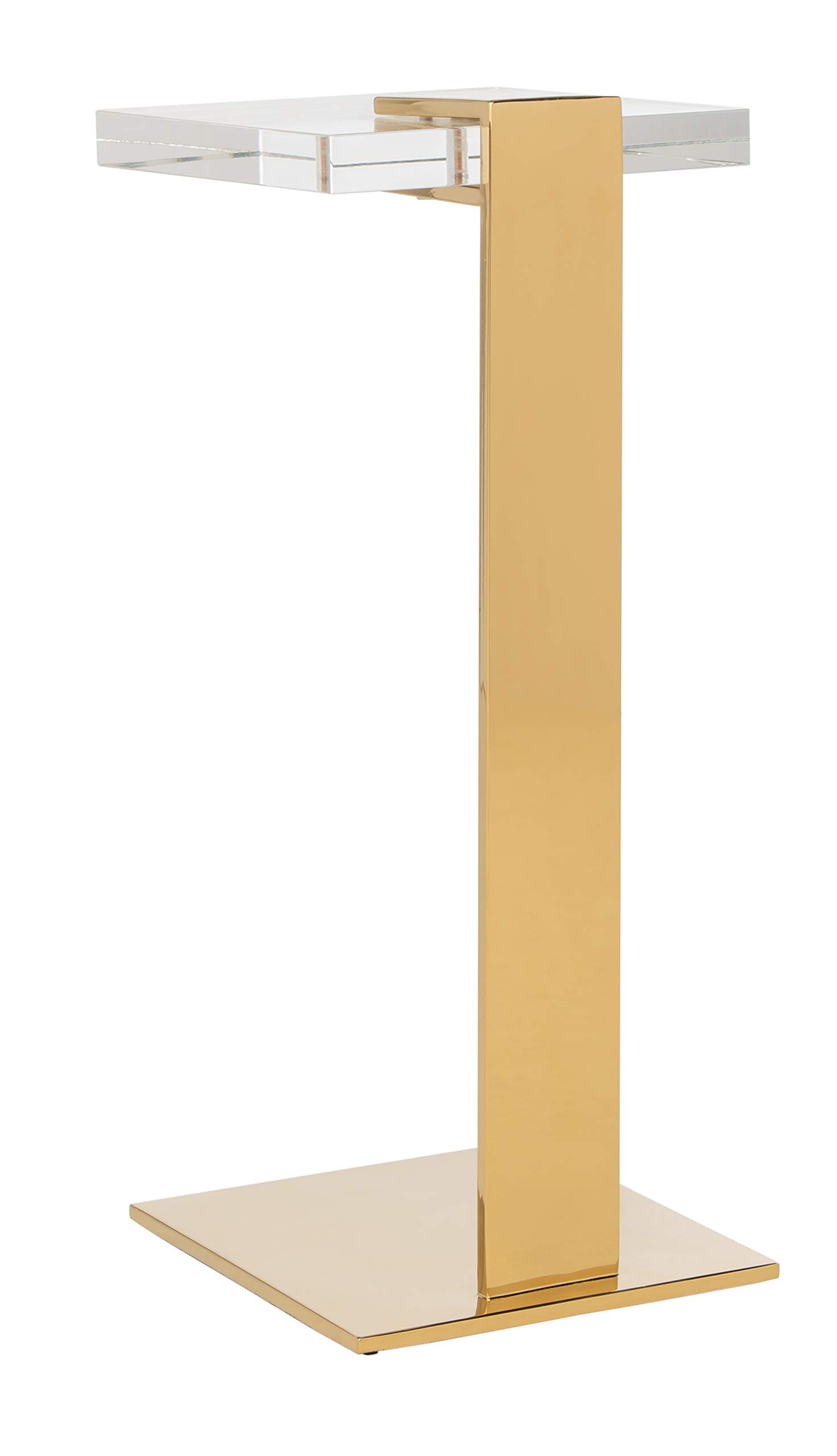 Safavieh Couture Glam Mars Clear and Brass Acrylic Drink Table - Modern Side Table for Living Room, Bedroom, or Patio - Perfect for Cocktails, Coffee, and Home Decor