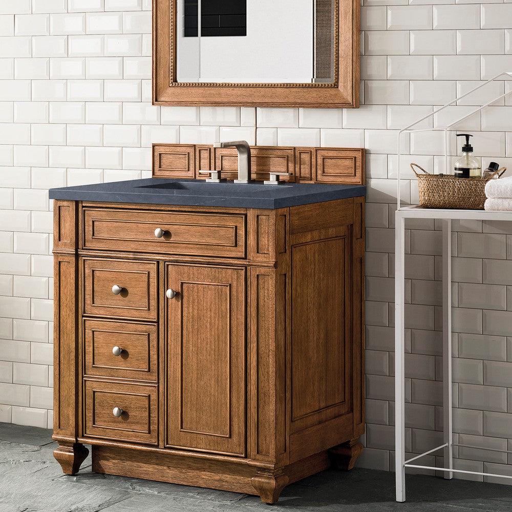 James Martin Vanities Bristol Collection 30-Inch Single Bathroom Vanity in Saddle Brown with Optional Countertops - Perfect for Modern Master Bathrooms and Guest Bathroom Renovations