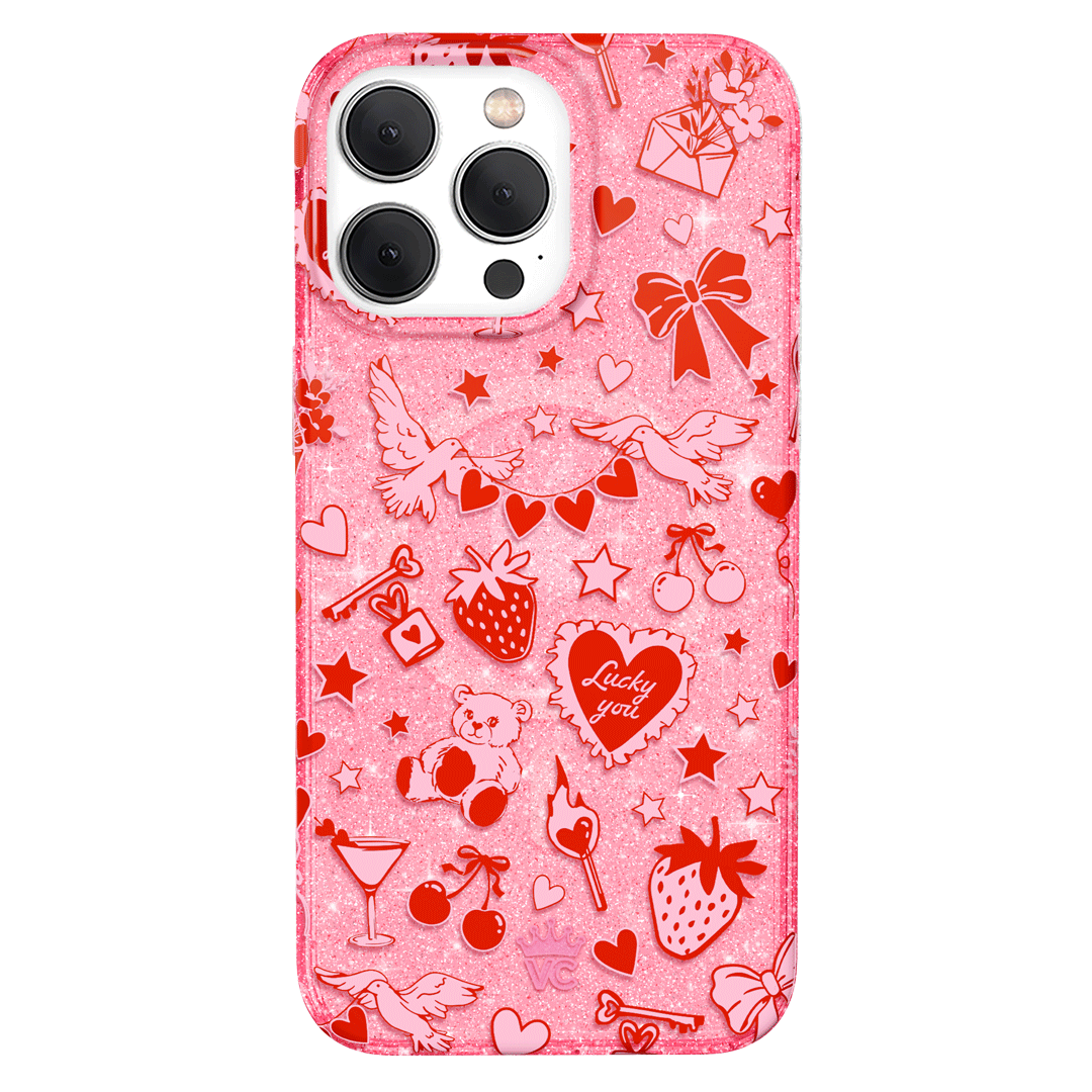 Be Mine Glitter iPhone Case - Sparkly Protective Cover for iPhone 13/14/15 - Perfect for Valentine's Day & Romantic Dates